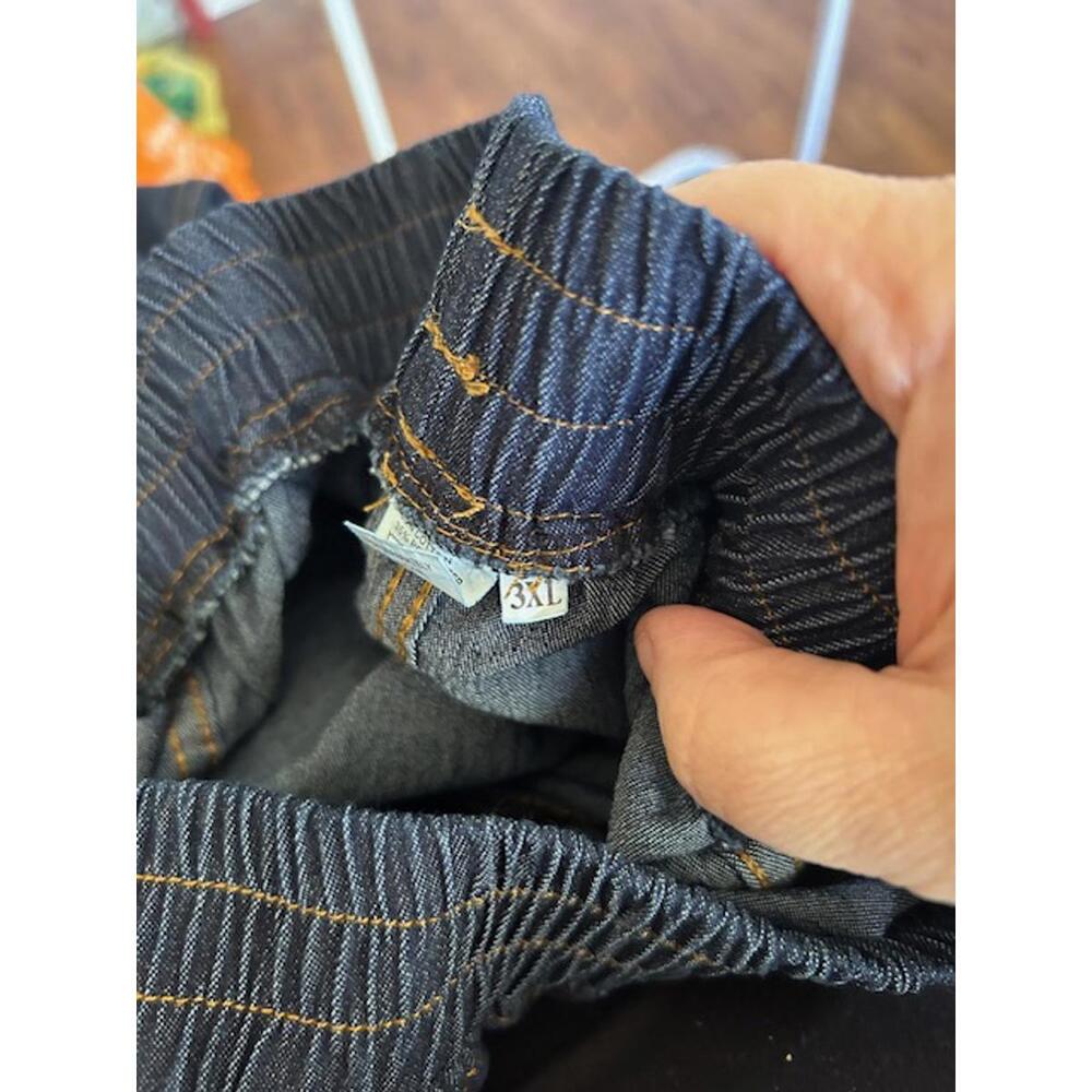 Dark Blue Denim Maxi Skirt with Ruffle Hem, Size 3XL - Picture 3 of 3